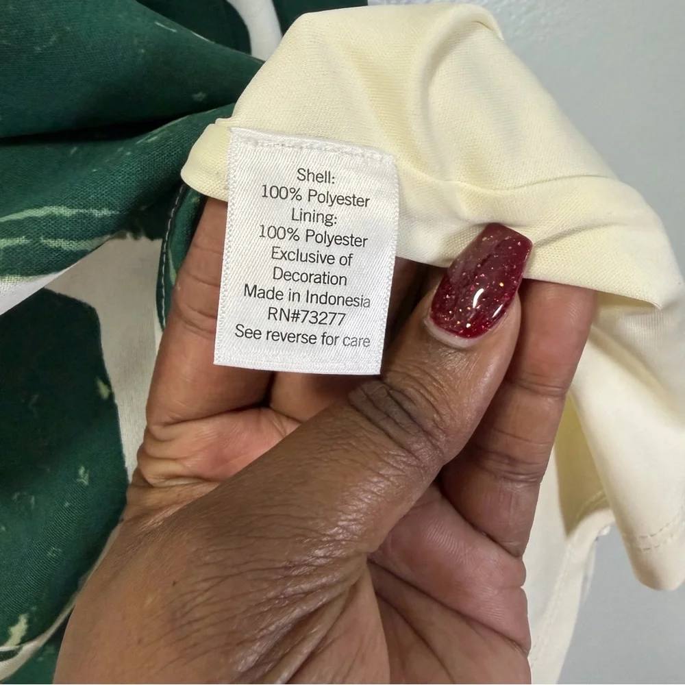 Nine West‎ Green and White Spotted Off-Shoulder Dress Size Medium
